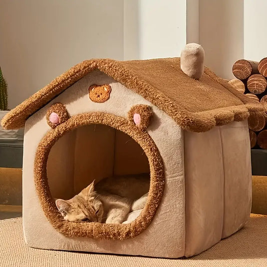 1pc Pet Bed House For Cats, Removable And Washable Cat House, Winter Warm Cat Bed Soft And Comfortable Puppy Cave Nest