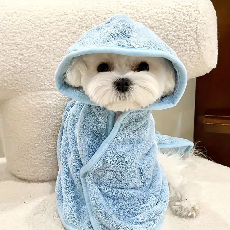 Ultra-Absorbent Microfiber Pet Bathrobe for Small to Medium Dogs & Cats - Quick-Dry, Soft Fleece Bath Towel Wrap with Adjustable Hook-and-loop Fastener Closure - Ideal for All Seasons